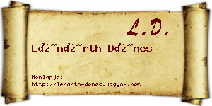 Lénárth Dénes névjegykártya